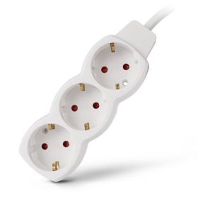 Elosztósor, 3 aljzat, 1,5 m, ENTAC, fehér (ENTEL3M1)