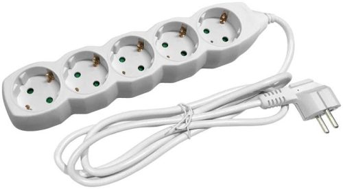 Elosztósor, 3 aljzat, 5 m, ENTAC, fehér (ENTEL3M5)