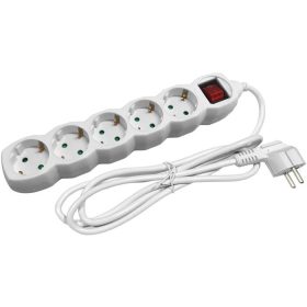   Elosztósor, 5 aljzat, 1,5 m, kapcsolóval, ENTAC, fehér (ENTEL5KM1)