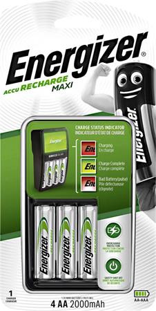 Elemtöltő, AA ceruza/AAA mikro, 4x2000 mAh AA, ENERGIZER Maxi (ETL13)