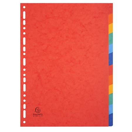 Regiszter, karton, A4, 12 részes, EXACOMPTA, színes (EX1412E)