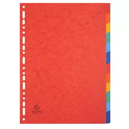Regiszter, karton, A4, 12 részes, EXACOMPTA, színes (EX1412E)