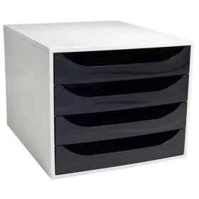   Irattároló, műanyag, 4 fiókos, EXACOMPTA Ecobox Office, szürke-fekete (EX2286014D)