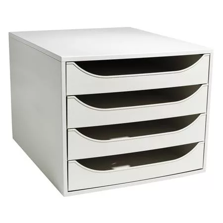 Irattároló, műanyag, 4 fiókos, EXACOMPTA Ecobox Office, szürke-szürke (EX228606D)