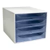 Irattároló, műanyag, 4 fiókos, EXACOMPTA Ecobox Linicolor, jégkék (EX228610D)