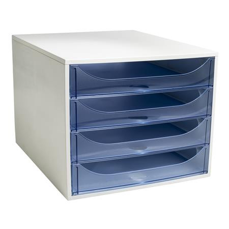 Irattároló, műanyag, 4 fiókos, EXACOMPTA Ecobox Linicolor, jégkék (EX228610D)