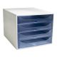Irattároló, műanyag, 4 fiókos, EXACOMPTA Ecobox Linicolor, jégkék (EX228610D)