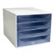 Irattároló, műanyag, 4 fiókos, EXACOMPTA Ecobox Linicolor, jégkék (EX228610D)