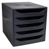 Irattároló, műanyag, 5 fiókos, EXACOMPTA Ecobox ExoBlack, fekete (EX229014D)