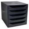 Irattároló, műanyag, 5 fiókos, EXACOMPTA Ecobox ExoBlack, fekete (EX229014D)