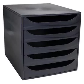   Irattároló, műanyag, 5 fiókos, EXACOMPTA Ecobox ExoBlack, fekete (EX229014D)