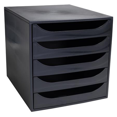 Irattároló, műanyag, 5 fiókos, EXACOMPTA Ecobox ExoBlack, fekete (EX229014D)