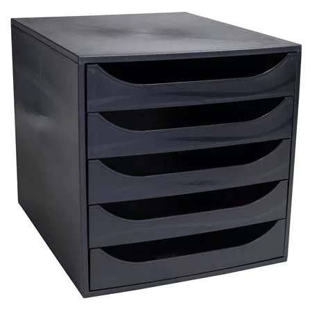 Irattároló, műanyag, 5 fiókos, EXACOMPTA Ecobox ExoBlack, fekete (EX229014D)