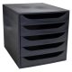 Irattároló, műanyag, 5 fiókos, EXACOMPTA Ecobox ExoBlack, fekete (EX229014D)