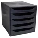 Irattároló, műanyag, 5 fiókos, EXACOMPTA Ecobox ExoBlack, fekete (EX229014D)