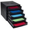 Irattároló, műanyag, 5 fiókos, EXACOMPTA Ecobox ExoBlack, fekete (EX229014D)