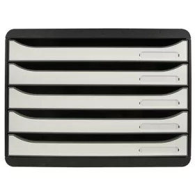   Irattároló, műanyag, 5 fiókos, EXACOMPTA BIigBox Glossy, fekete-fehér (EX3087213D)