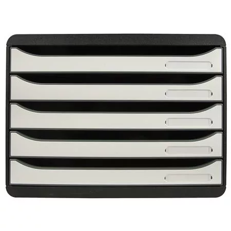 Irattároló, műanyag, 5 fiókos, EXACOMPTA BIigBox Glossy, fekete-fehér (EX3087213D)