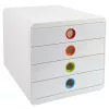 Irattároló, műanyag, 4 fiókos, EXACOMPTA Pop-Box, fehér (EX314398D)