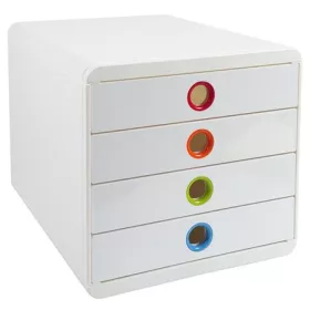   Irattároló, műanyag, 4 fiókos, EXACOMPTA Pop-Box, fehér (EX314398D)