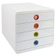 Irattároló, műanyag, 4 fiókos, EXACOMPTA Pop-Box, fehér (EX314398D)