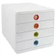 Irattároló, műanyag, 4 fiókos, EXACOMPTA Pop-Box, fehér (EX314398D)