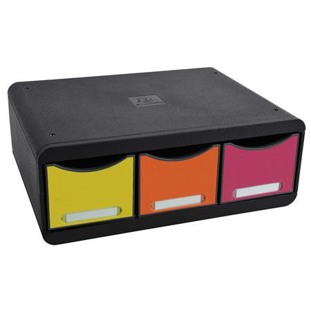 Irattároló, műanyag, 3 fiókos, EXACOMPTA Iderama® Toolbox, fekete (EX318798D)