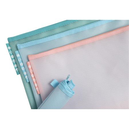 Rendszerező tasak, cipzáras, hálós, A4, EXACOMPTA Chromaline Pastel, vegyes színek (EX37150E)
