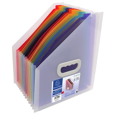 Harmonika iratpapucs, 265x325 mm, PP, 12 rekeszes, EXACOMPTA, színes (EX55598E)