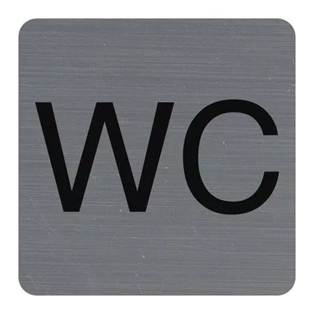 Információs tábla, öntapadó, 7,5x7,5 cm, alumíniumhatású, EXACOMPTA, WC (EX67179E)