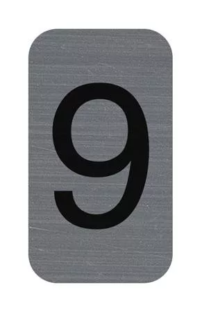 Információs tábla, öntapadó, 2,5x4,4 cm, alumíniumhatású, EXACOMPTA, 9-es (EX67189E)