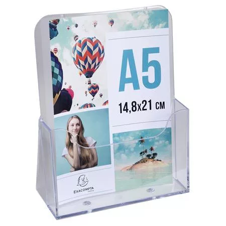 Katalógustartó, asztali, A5, álló, 1 rekeszes, EXACOMPTA Office, áttetsző (EX75058D)