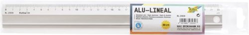 Vonalzó, aluminium, csúszásgátlós, 30 cm, FOLIA (FL23030)