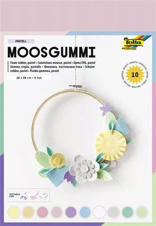 Moosgumi, 20x29 cm, 10 lap, FOLIA Pastel, 10 különböző pasztel szín (FL231095)