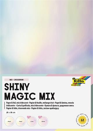Dekorkarton szett fóliával, irizáló, 25x35 cm, 6+6 lap, FOLIA (FL31249)