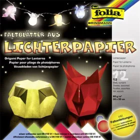   Origami papír, lámpáshoz, 30x30 cm, 80 g, 12 lap, FOLIA, vegyes színek (FL42309)