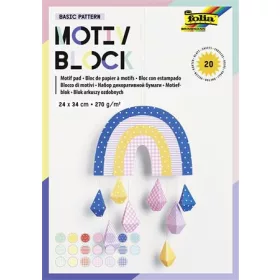   Dekorkarton, 2 oldalas, 24x34 cm, 270 g, 20 lap, FOLIA Basic Rainbow, 20 különböző minta (FL48249)
