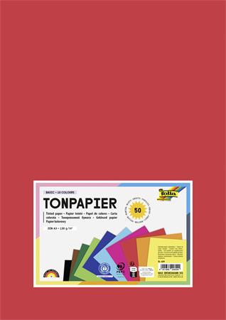 Színes papír, A3, 130 g, 10x5 lap, FOLIA, vegyes színek (FL609)