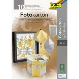   Dekorkarton tömb, A4, 300 g, 10 lap, FOLIA, arany-ezüst (FL611)