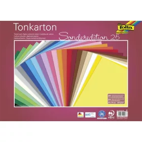   Dekorkarton, 2 oldalas, 50x70cm, 220 g, 25 lap, FOLIA, vegyes színek (FL61222599)