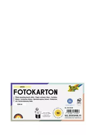 Dekorkarton, 2 oldalas, A4, 300 g, 50 lap, FOLIA, fehér (FL6145000)