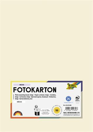 Dekorkarton, 2 oldalas, A4, 300 g, 50 lap, FOLIA, bézs (FL6145008)