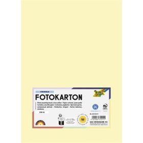   Dekorkarton, 2 oldalas, A4, 300 g, 50 lap, FOLIA, szalmasárga (FL6145011)