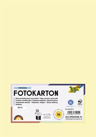 Dekorkarton, 2 oldalas, A4, 300 g, 50 lap, FOLIA, szalmasárga (FL6145011)