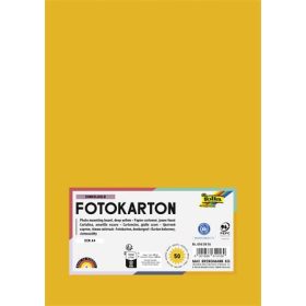   Dekorkarton, 2 oldalas, A4, 300 g, 50 lap, FOLIA, mélysárga (FL6145016)