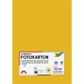   Dekorkarton, 2 oldalas, A4, 300 g, 50 lap, FOLIA, mélysárga (FL6145016)