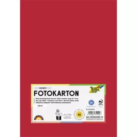   Dekorkarton, 2 oldalas, A4, 300 g, 50 lap, FOLIA, tűzpiros (FL6145020)