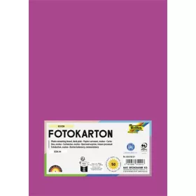   Dekorkarton, 2 oldalas, A4, 300 g, 50 lap, FOLIA, sötétrózsaszín (FL6145021)
