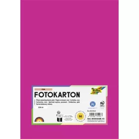   Dekorkarton, 2 oldalas, A4, 300 g, 50 lap, FOLIA, rózsaszín (FL6145023)