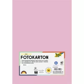   Dekorkarton, 2 oldalas, A4, 300 g, 50 lap, FOLIA, halvány rózsaszín (FL6145026)